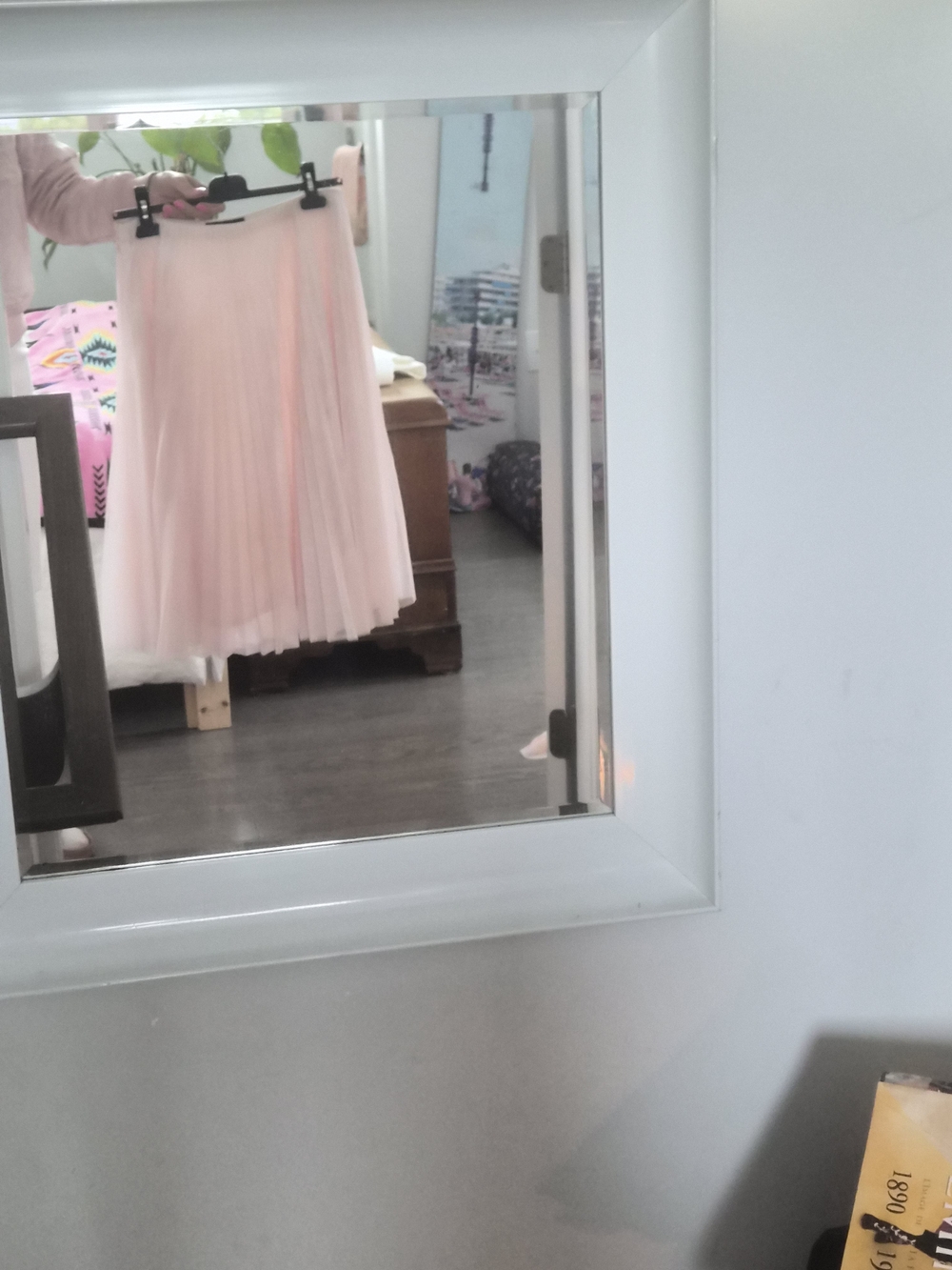 Pink Tartan Soft Pleated Blush Midi Skirt
